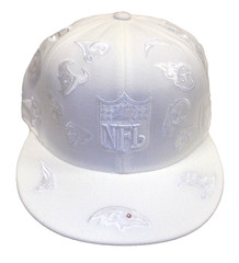 NFL Multi Team Logo White Flat Brim FItted Reebok Hat