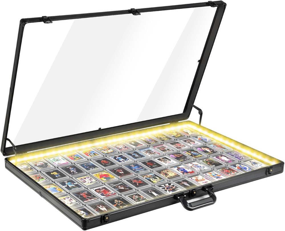 Card Display Case with LED Light for Trading Card, 34 X 22 Inch Aluminum Large P