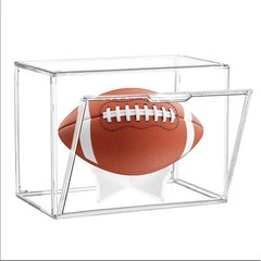 Football Display Case Full Size Acrylic Clear Box with Stand UV Protected Memo