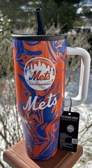 New York Mets 40 oz Colossal Tumbler w/Handle Stainless,Insulated,Straw,Lid NWT