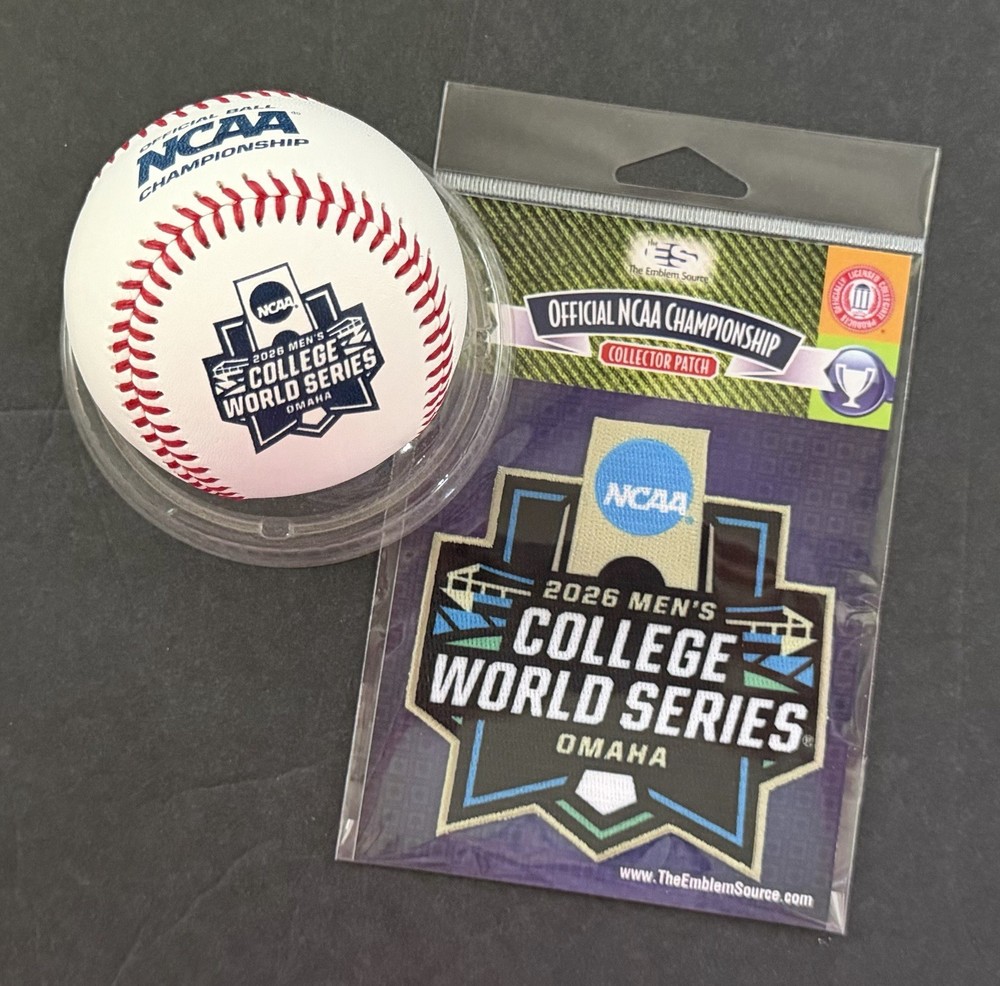 2026 NCAA MEN’S COLLEGE WORLD SERIES OFFICIAL BASEBALL + JERSEY PATCH COMBO