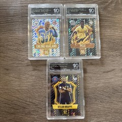 Graded 10 — Erling Haaland, Pele & Kylian Mbappe 2024 Soccer Trading Cards