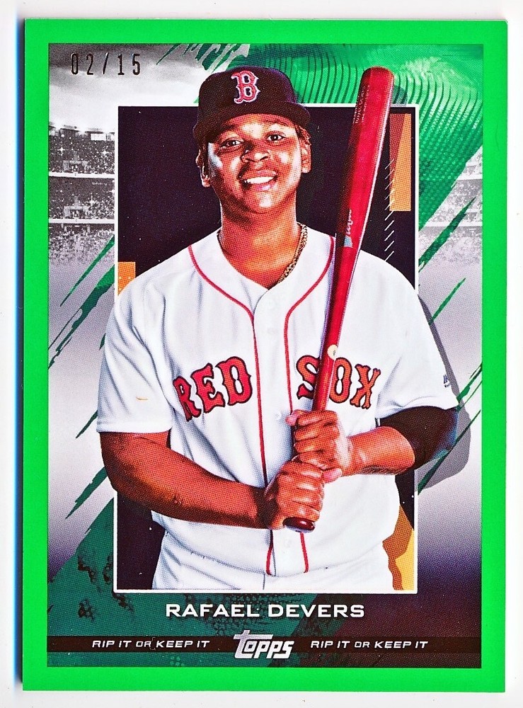 2020 Topps RIP Rafael Devers Green Unripped Rip Card #32 (xx/15) — QTY AVAIL
