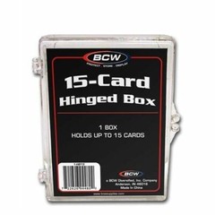 (10 Box Lot) BCW 15-Card Hinged Plastic Boxes Holders /Cases For Trading Cards