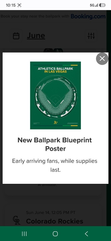 A’s SGA Stadium Blue Print 6/13/2026 Athletics Las Vegas Approx. 18×24