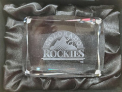 COLORADO ROCKIE MVP Crystal Display Paper Weight w/Case 3 1/4x 2 3/8x 1 1/4 L011