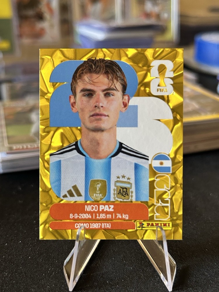 2026 Panini FIFA World Cup Gold Crumple Sticker Nico Paz ARG14