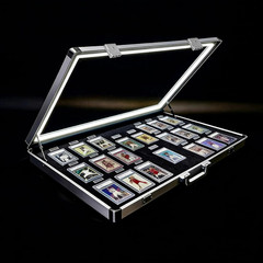 Large Lockable Aluminum Display Case with LED Lights for Trading Cards