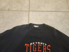 Vtg Lee Sports Detroit Tigers MLB Sweatshirt No Size Tag Fits XL Dark Blue