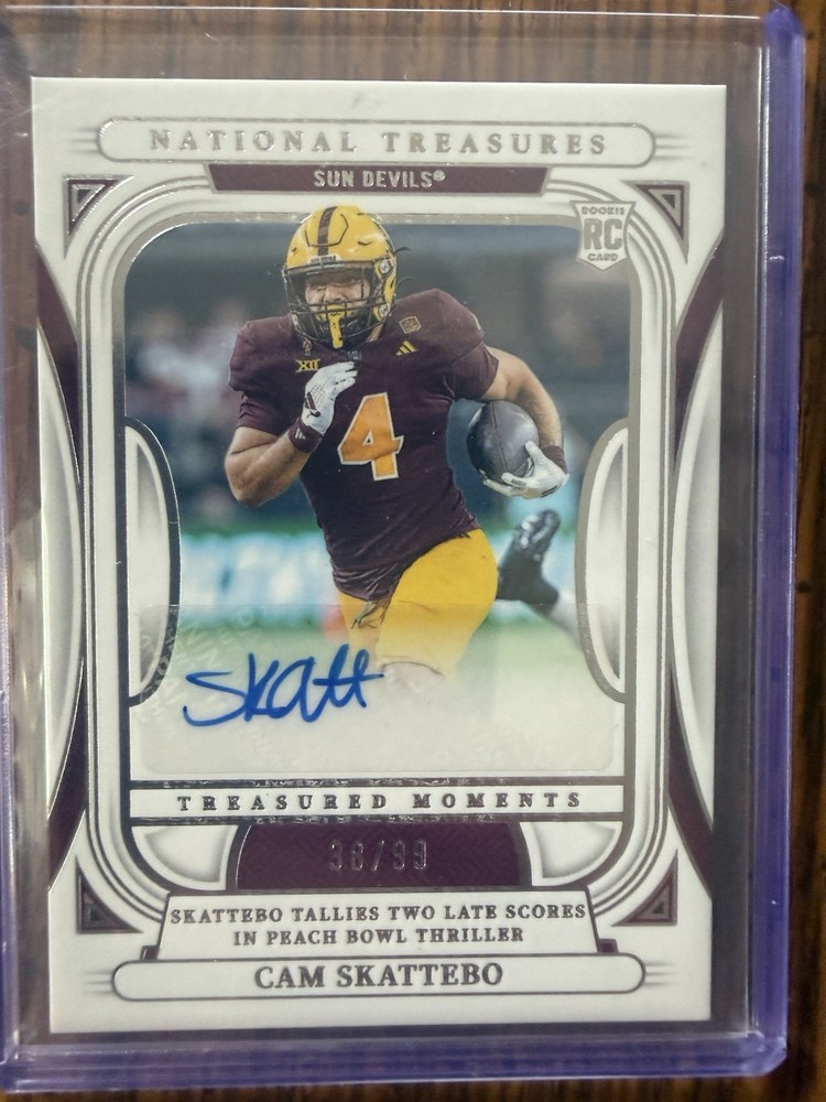 2025 Panini National Treasures Collegiate Cam Skattebo Auto /75 Blue #TMS-CSO