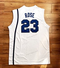Custom Derrick Rose #25 HS Basketball Jersey Men’s Stitched White Blue