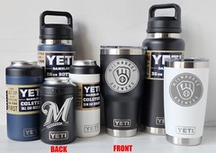 MILWAUKEE BREWERS YETI Laser Engraved Tumblers, Can Colsters, and Bottles