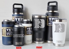 DUKE BLUE DEVILS YETI Laser Engraved Tumblers, Can Colsters and Chug Bottles
