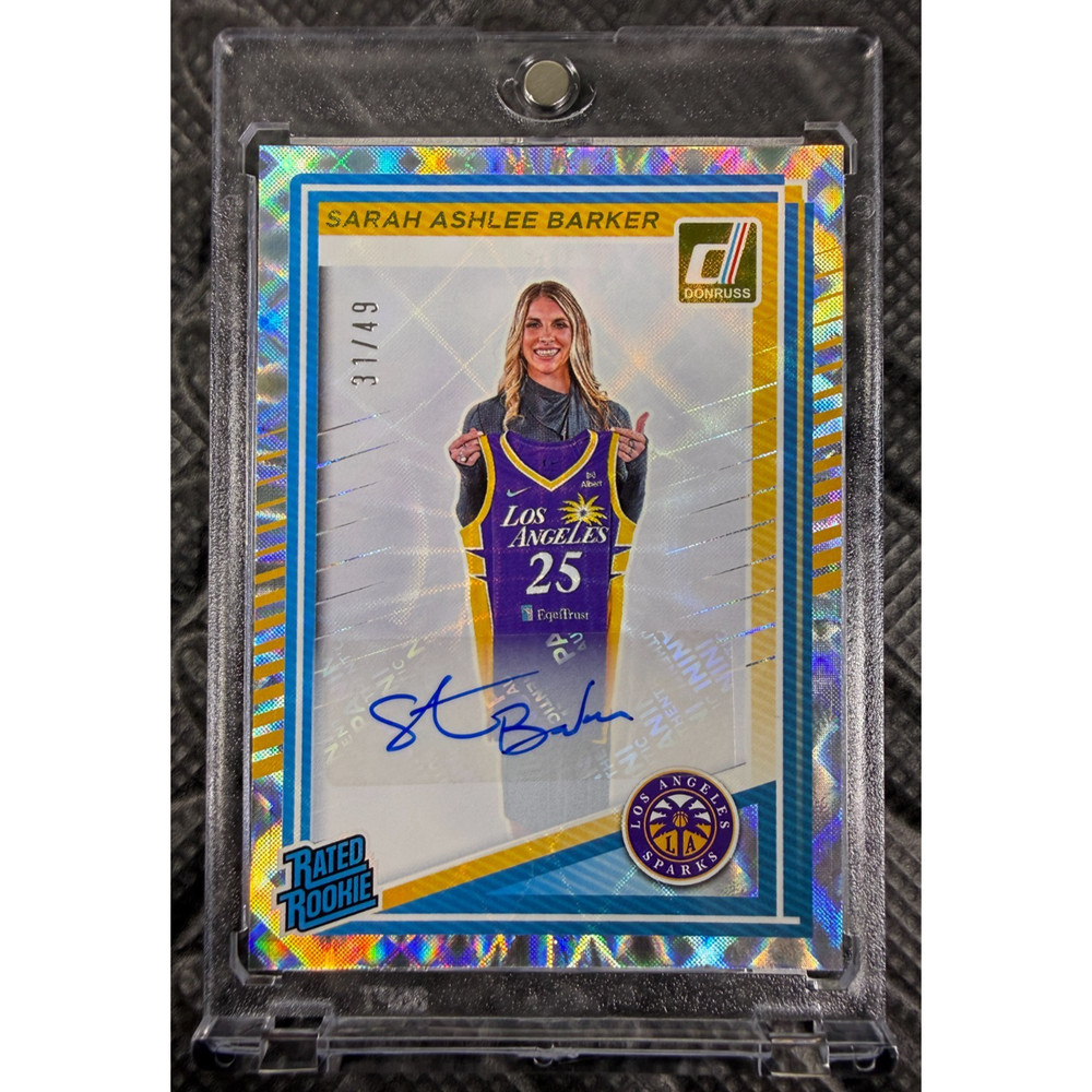 2025 Donruss WNBA Sarah Ashlee Barker Holo Laser Autograph Rated Rookie /49 #100