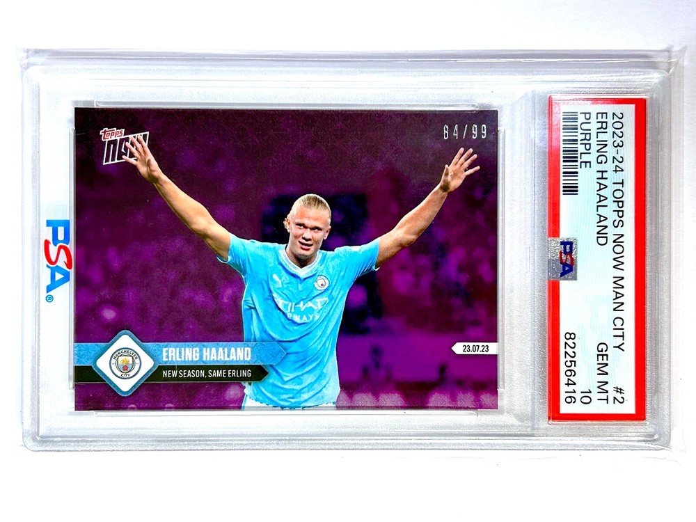 2023-24 Topps Now ERLING HAALAND #2 Manchester City — PURPLE 84/99 — PSA-10