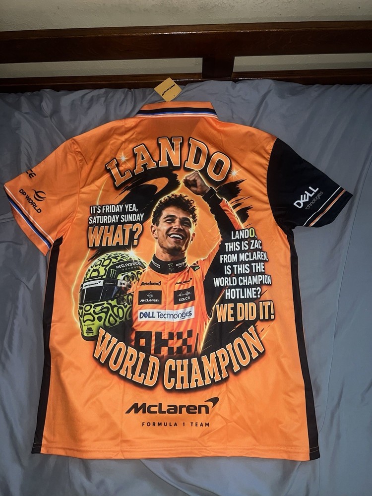 McLaren Official Mens Formula 1 Team Lando Norris Polo — Papaya Size XL