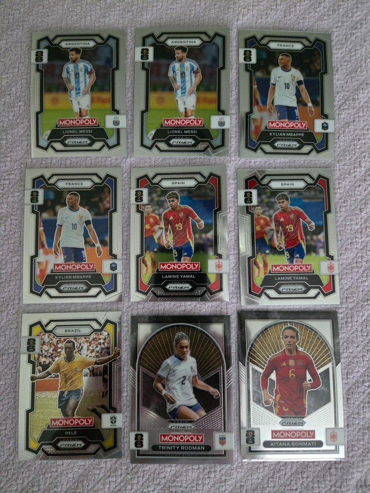 2026 Panini Prizm Monopoly World Cup 9 Card Star Base Lot Messi Yamal Mbappe