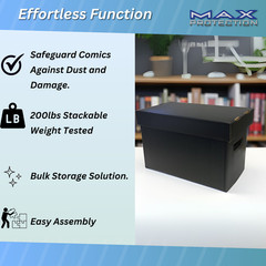 1 New Max Pro Short Cardboard Comic Book Storage Box holds 150-175 comics BLACK