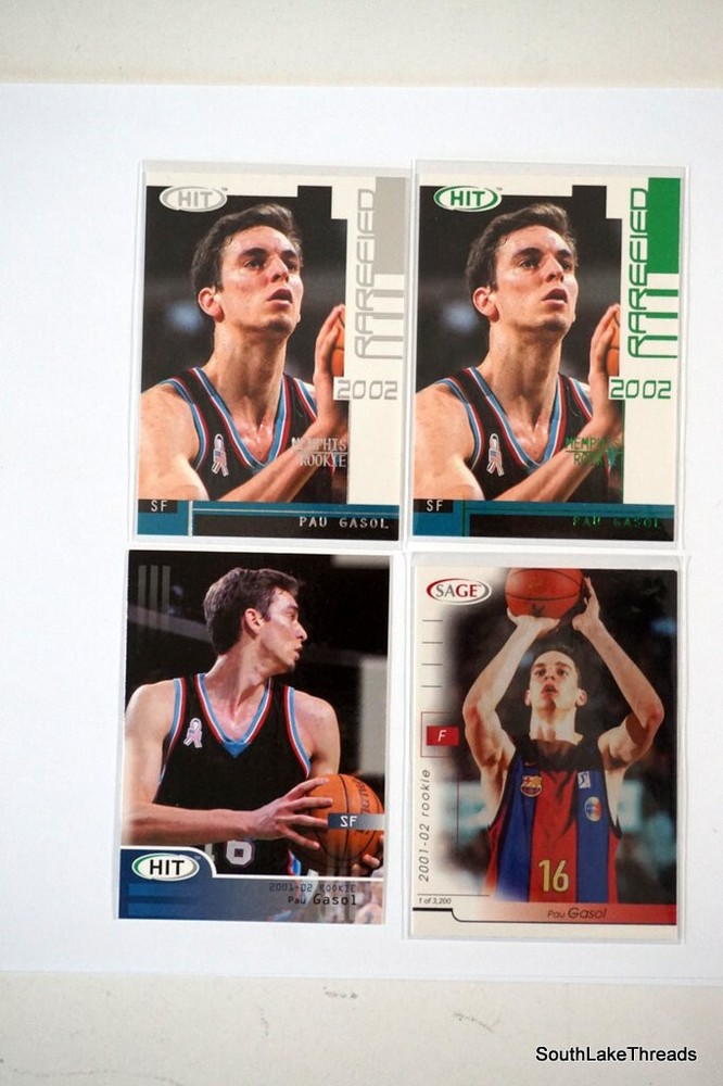 4x Pau Gasol Rookie RC Card Lot w/ Sage /3,200 & Foil SP Lakers