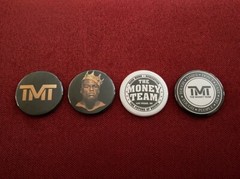 TMT Mayweather The Money Team memorabilia — 4 x 1.75″ pin-back buttons