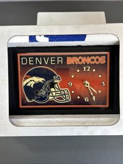 VINTAGE Denver Broncos Rectangular 13×9 Wall Hanging Clock Working