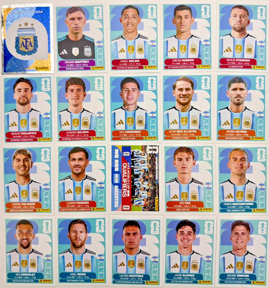 2026 Panini FIFA World Cup Argentina Stickers Pick Number ARG2-ARG20