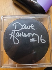 Hanson Brothers Slap Shot Dave Hanson Signed Hockey Puck Autograph COA