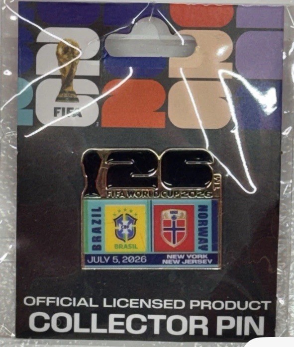 Official Fifa World Cup Lapel Match Pin Brazil VS Norway 2026 7/5/26 Game Day