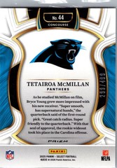 2025 Panini Select #44 Tetairoa McMillan Orange Prizm Shock #/499
