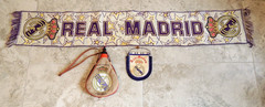 REAL MADRID CF, RARE VINTAGE ITEMS- WOOL SCARF/ BANNER/ WINE BAG — SPAIN ESPAÑA