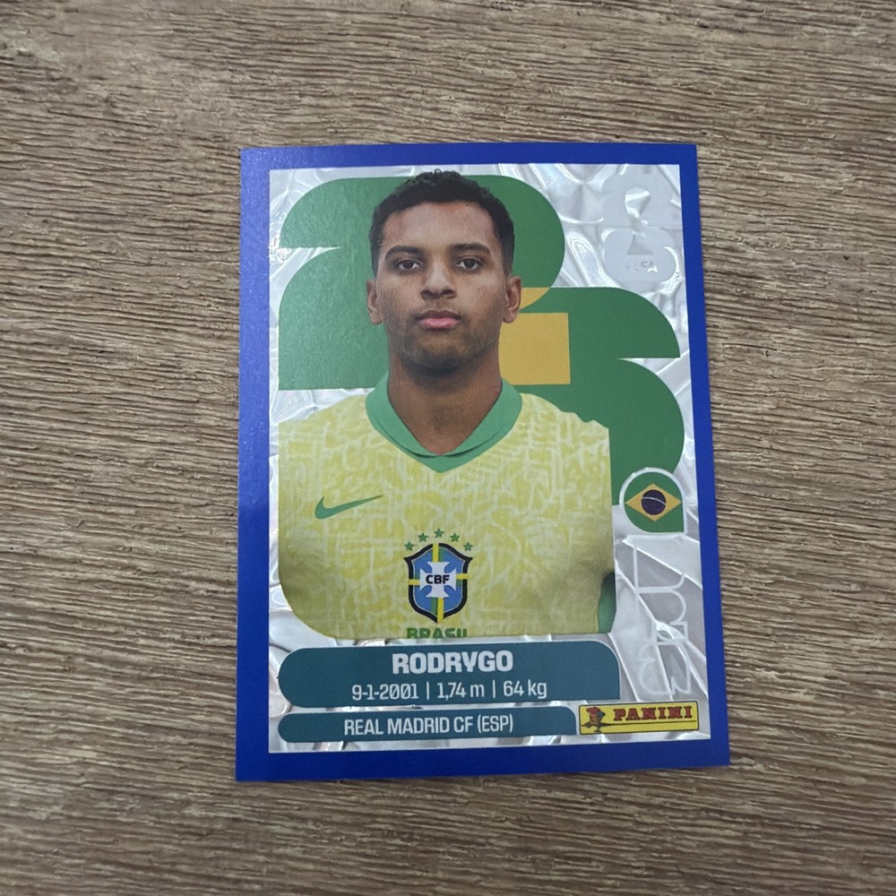 GOLD Blue Crumple BRA 15 RODRYGO 2026 World Cup Brazil Panini