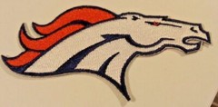Denver Broncos Embroidered PATCH~4 1/2″ x 2 3/8″~Iron or Sew~NFL~