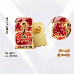 FIFA World Cup CAN MEX USA 6-Piece Enamel Pin Set 2026 Mascot & Logo Badges Gift