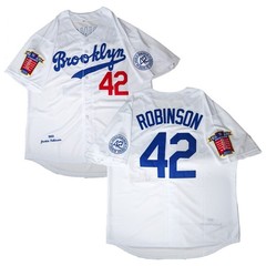 Men’s Jackie Robinson #42 Brookyn Legend White Embroidered Baseball Jersey