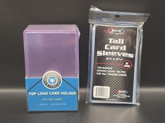 25x CSP Tall Card Toploaders plus 100x BCW Sleeves Tall Boy Top Loaders