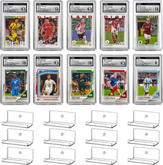 12 Pack Sports Card Slab Display Shelf for Wall, Acrylic Clear Graded Trading Ca