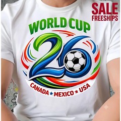 World Cup 2026 Soccer Shirt USA Mexico Canada Fan Tee Football Gift S-5XL FREESH