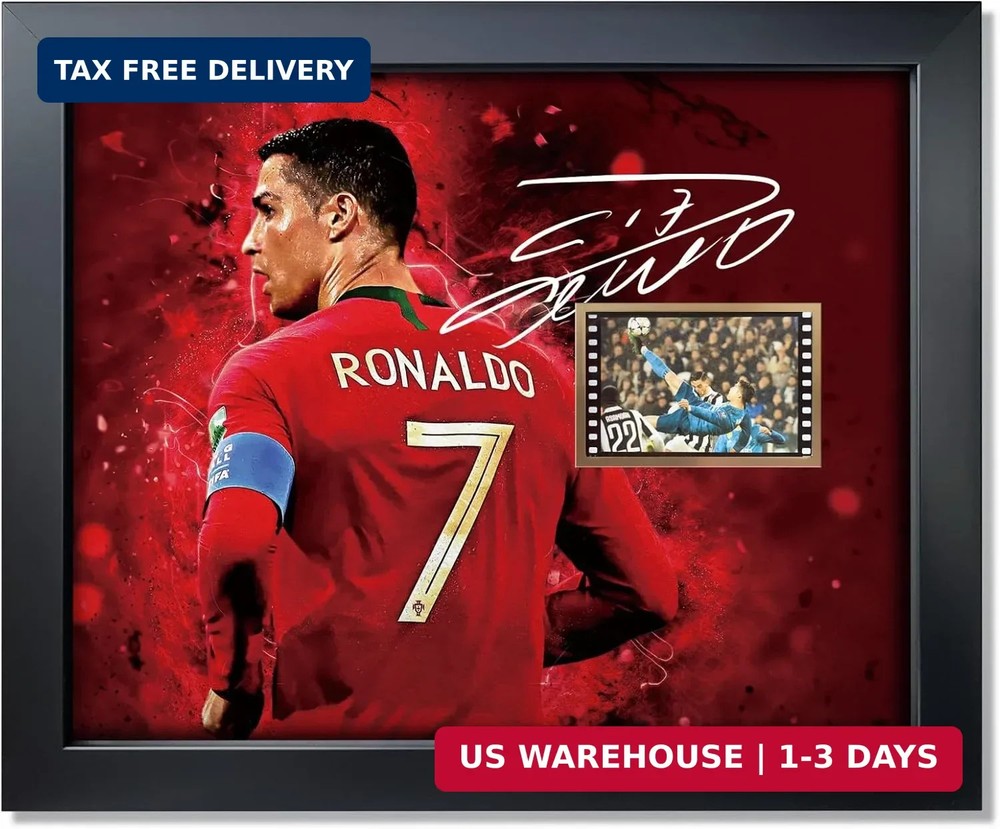 sufenvera Signed CR7 Cristiano Ronaldo Framed Photo Collage Poster 10×8 Inch,Juv