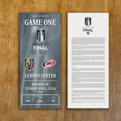 2026 STANLEY CUP Hurricanes vs Knights Replica Customizable Ticket Stub Any Seat