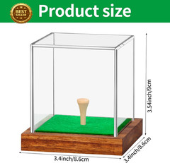 Golf Ball Display Case Acrylic Wood Base UV Protection Single Ball Holder Box