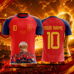 Spain Home World Champions 2026 Custom Name and Number Soccer Jersey España