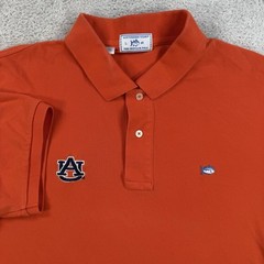 Auburn Tigers Southern Tide Polo Mens Large Orange Skipjack Short Sleeve Shirt