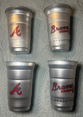 Set of 4 Aluminum Ball Atlanta Braves Skinny Cups 12 oz «A» Logo with Tomahawk