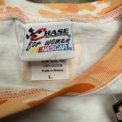 New Chase Authentics Dale Jr #88 Shirt Womens Size L White Orange Camo NASCAR Jr