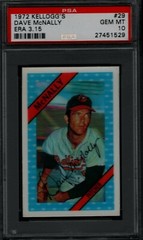 1972 #29 DAVE McNALLY ERA 3.15 PSA 10 GEM MINT POP 14 ORIOLES KELLOGGS BASEBALL