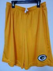 0725 Mens NFL GREEN BAY PACKERS Polyester SHORTS GOLD GREEN BLACK New