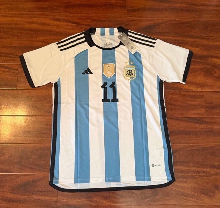 Adidas Argentina World Cup Men’s Jersey, Large — Blue/White Di Maria