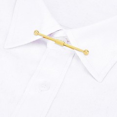2 Pcs Gold and Silver Tie Clip Collar Bar Pin Set for Men, 6cm, Gold+Silver