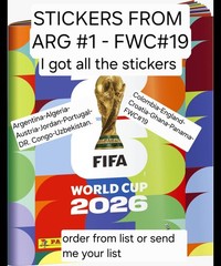 Panini World Cup 2026 -USA Edition — Stickers from ARG#1 to FWC#19