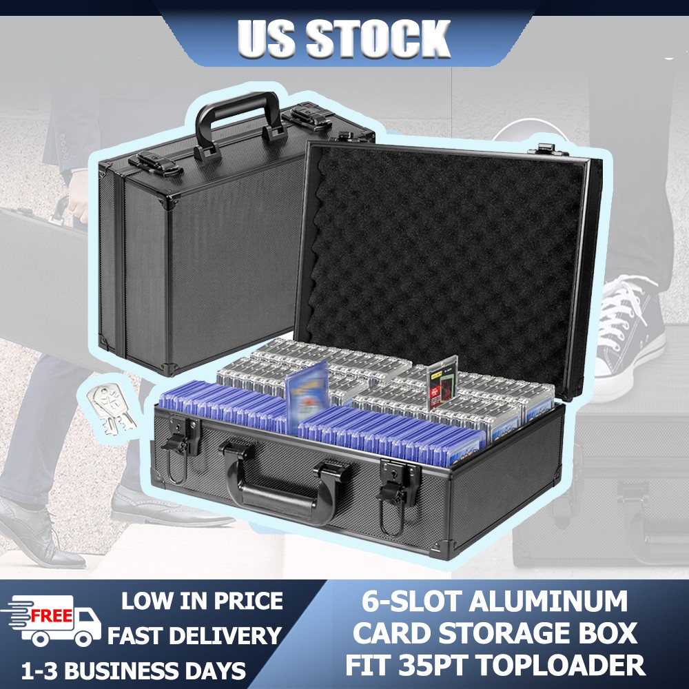 600+ 3″x4″ Capacity 35PT Box Toploader Aluminum Card Alloy Organizer Lockable US